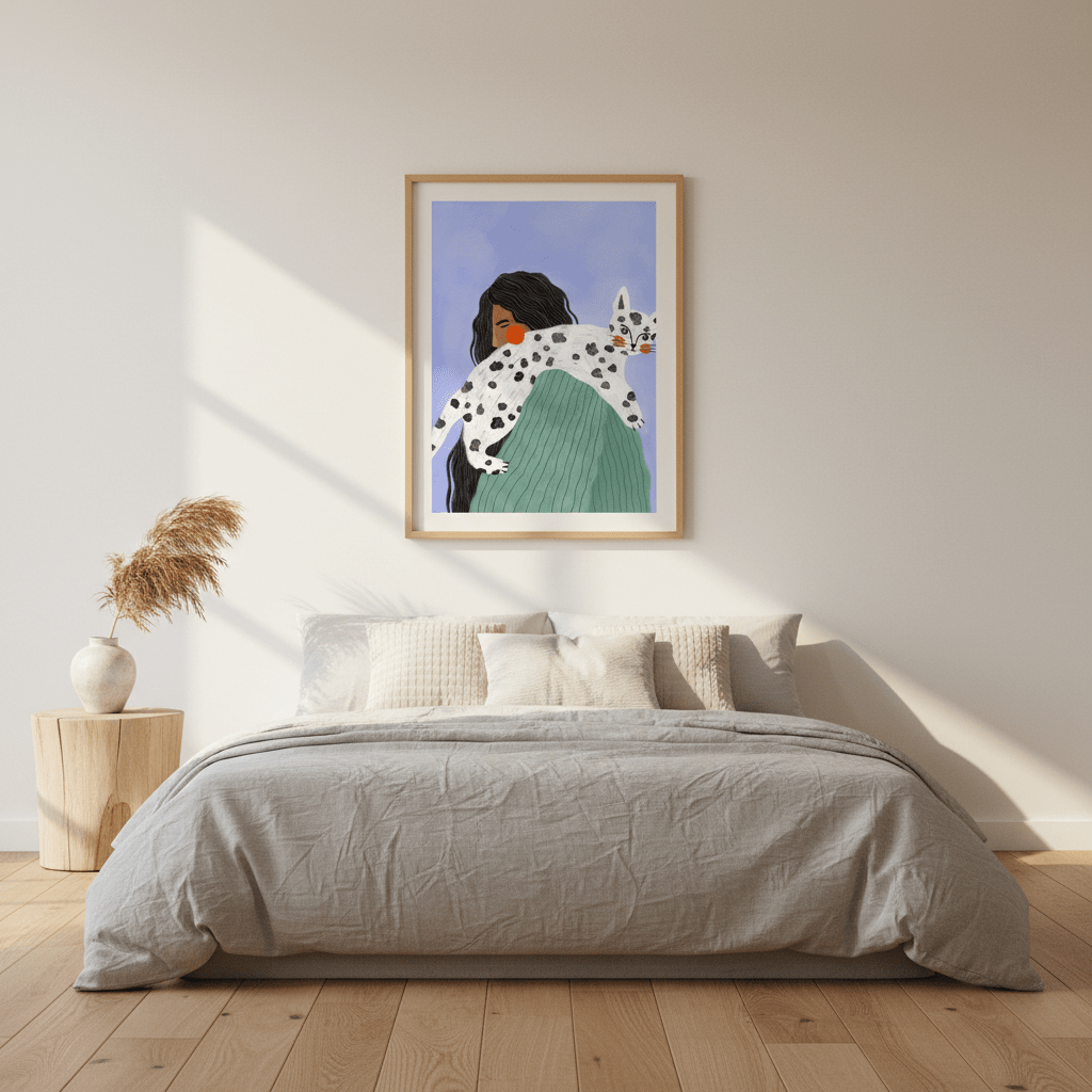 Woman with Cat by Bea Muller wall - art - picture - poster