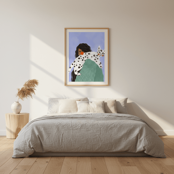 Woman with Cat by Bea Muller wall - art - picture - poster