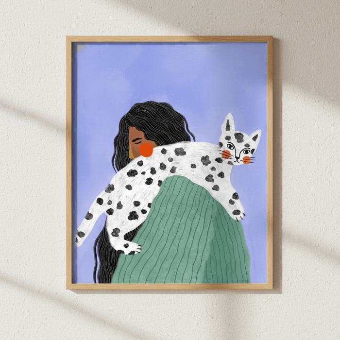Woman with Cat by Bea Muller wall - art - picture - poster