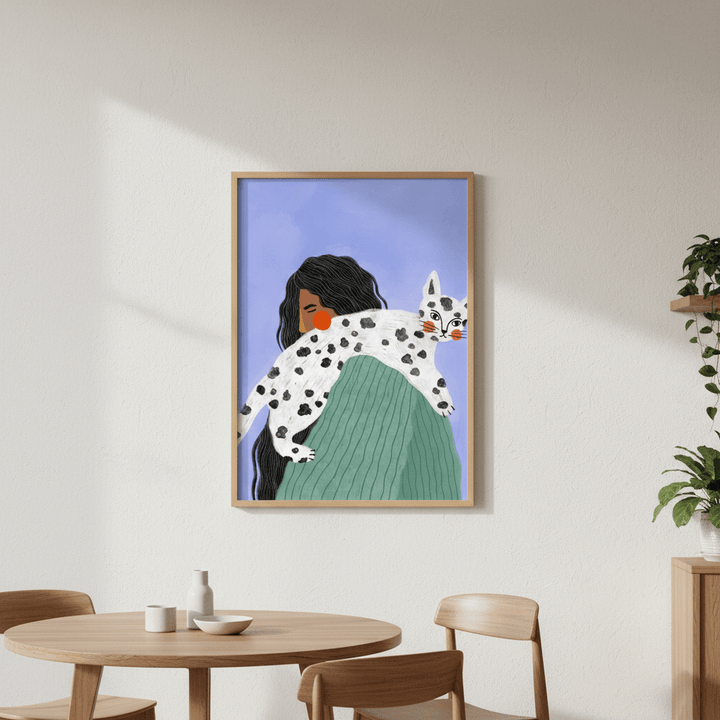 Woman with Cat by Bea Muller wall - art - picture - poster