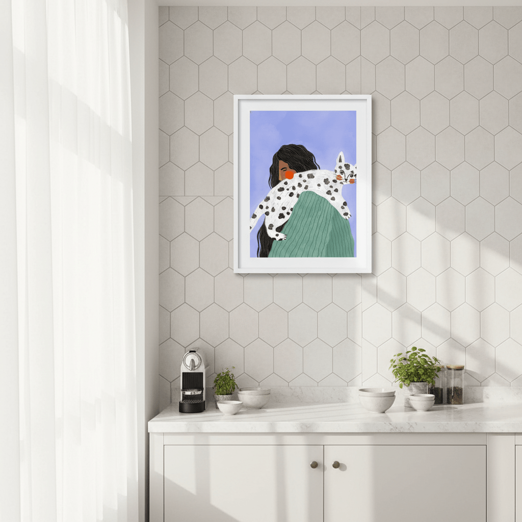 Woman with Cat by Bea Muller wall - art - picture - poster