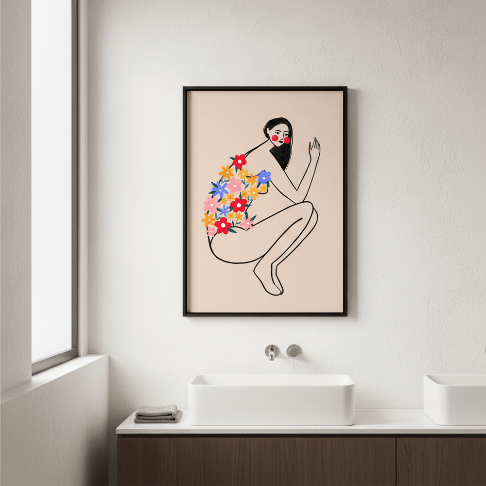 Woman with Floral Swimsuit by Bea Muller wall - art - picture - poster