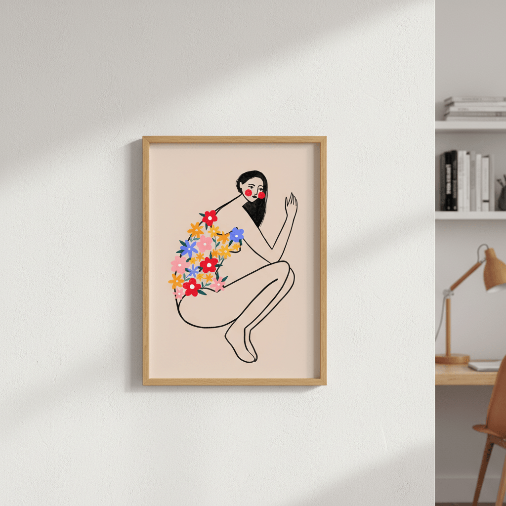 Woman with Floral Swimsuit by Bea Muller wall - art - picture - poster