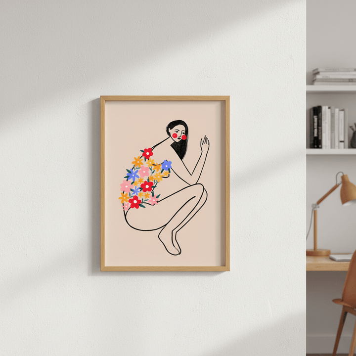 Woman with Floral Swimsuit by Bea Muller wall - art - picture - poster