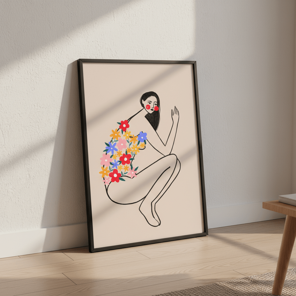 Woman with Floral Swimsuit by Bea Muller wall - art - picture - poster