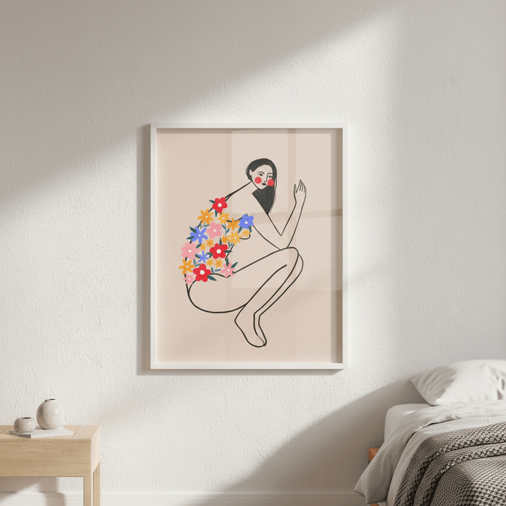 Woman with Floral Swimsuit by Bea Muller wall - art - picture - poster