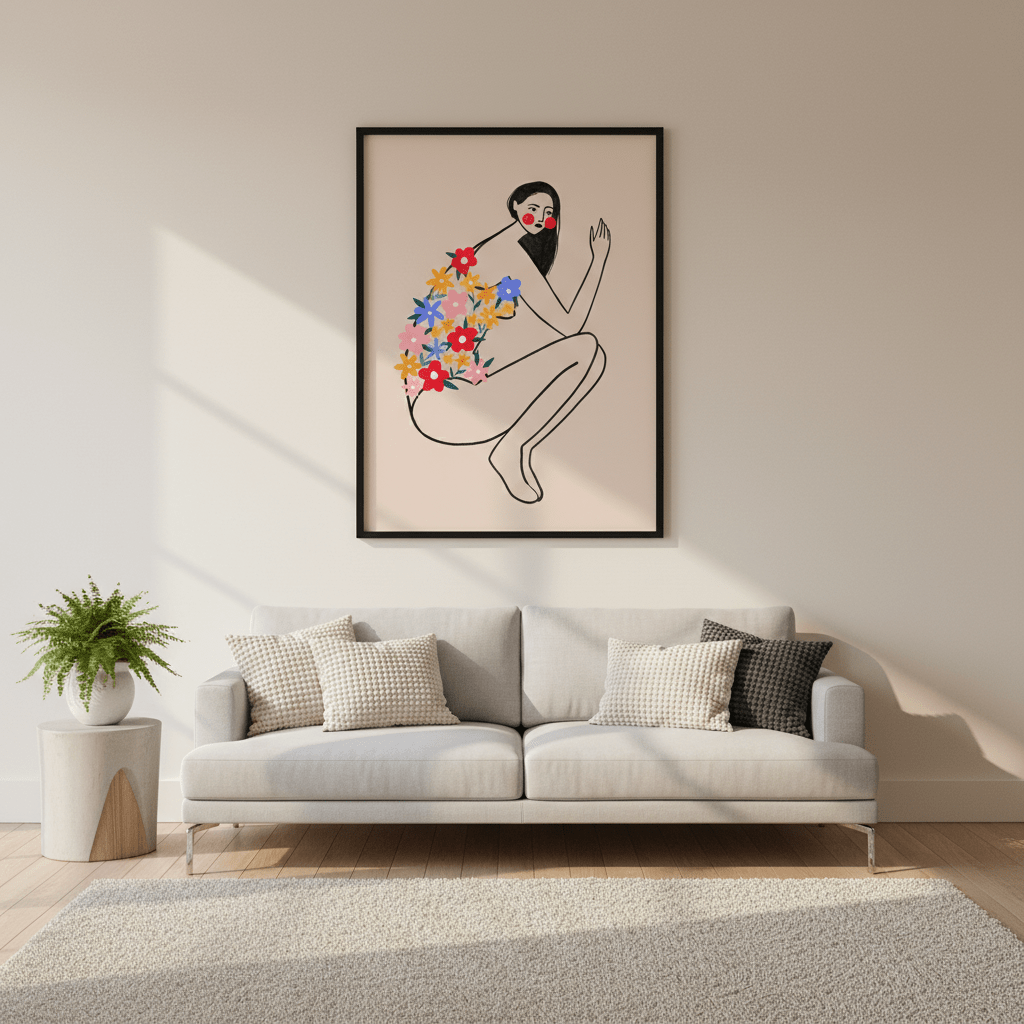 Woman with Floral Swimsuit by Bea Muller wall - art - picture - poster