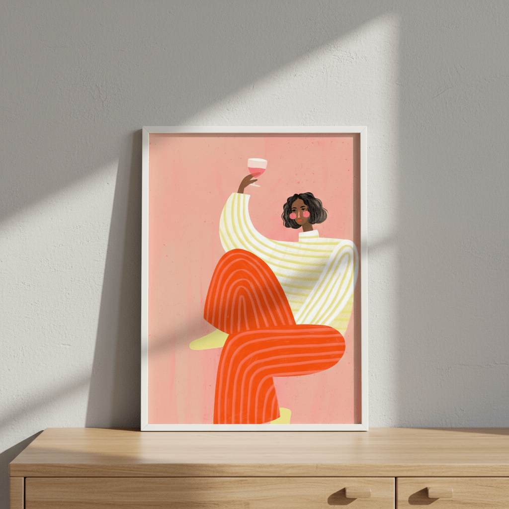 Woman with Glass of Wine by Bea Muller wall - art - picture - poster