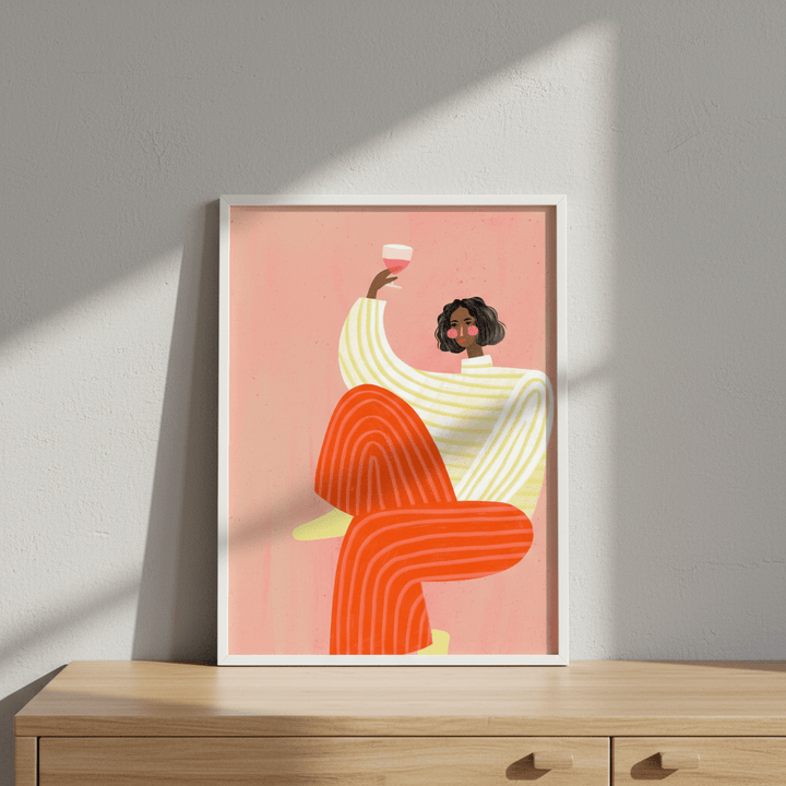 Woman with Glass of Wine by Bea Muller wall - art - picture - poster
