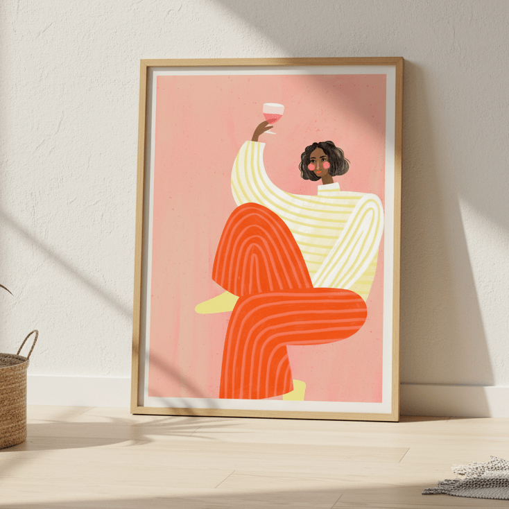 Woman with Glass of Wine by Bea Muller wall - art - picture - poster