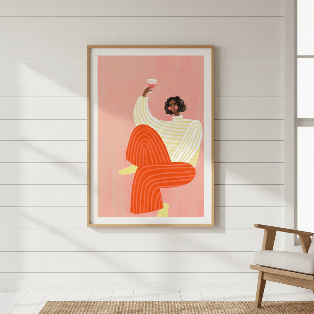 Woman with Glass of Wine by Bea Muller wall - art - picture - poster