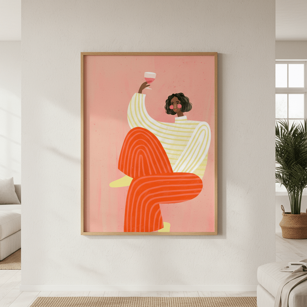Woman with Glass of Wine by Bea Muller wall - art - picture - poster