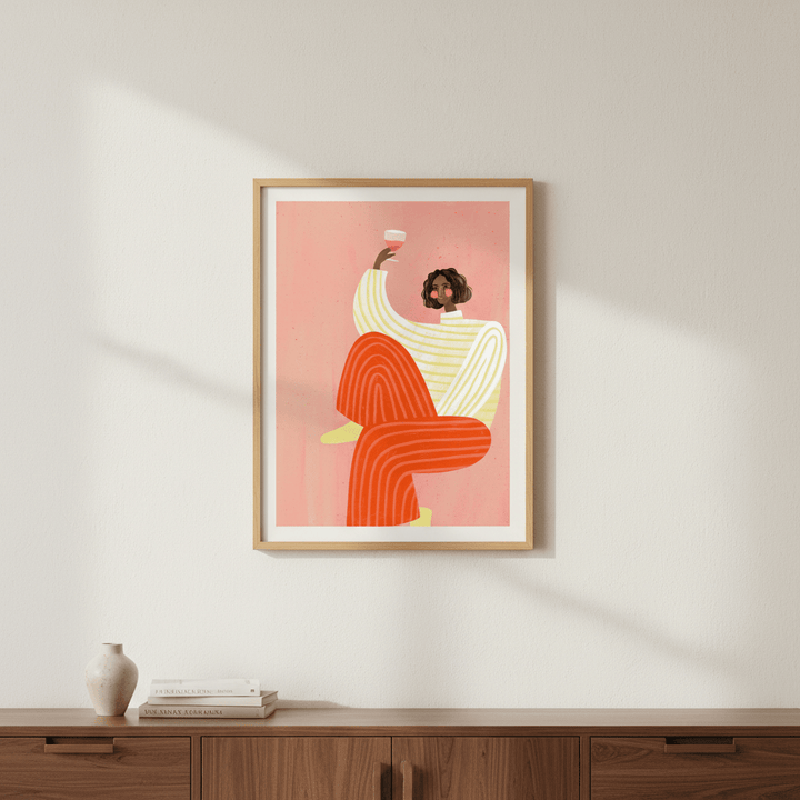 Woman with Glass of Wine by Bea Muller wall - art - picture - poster