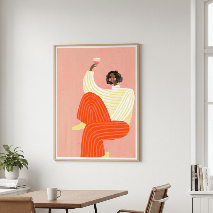 Woman with Glass of Wine by Bea Muller wall - art - picture - poster