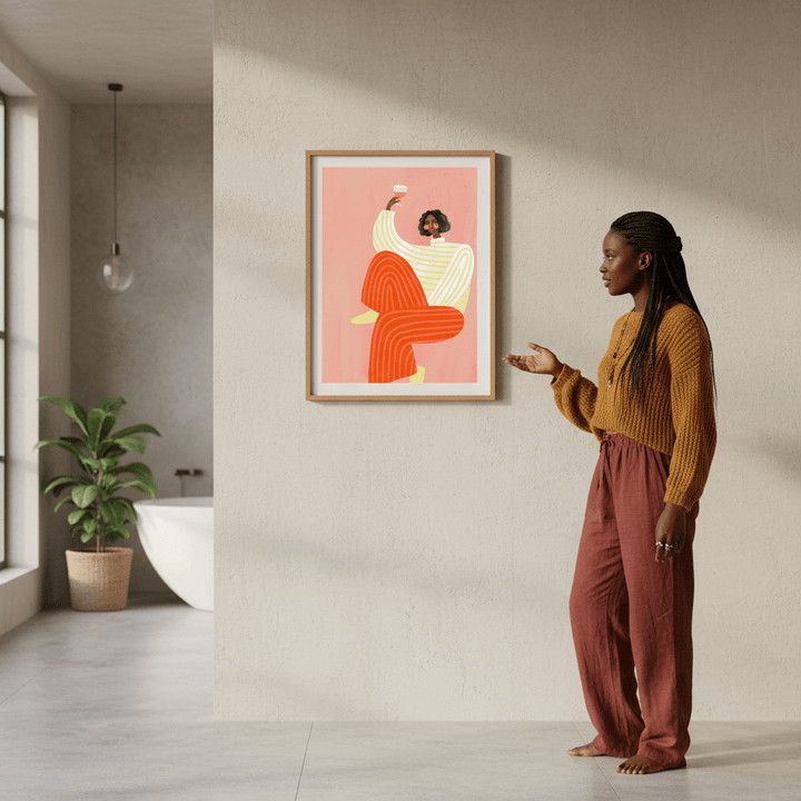 Woman with Glass of Wine by Bea Muller wall - art - picture - poster