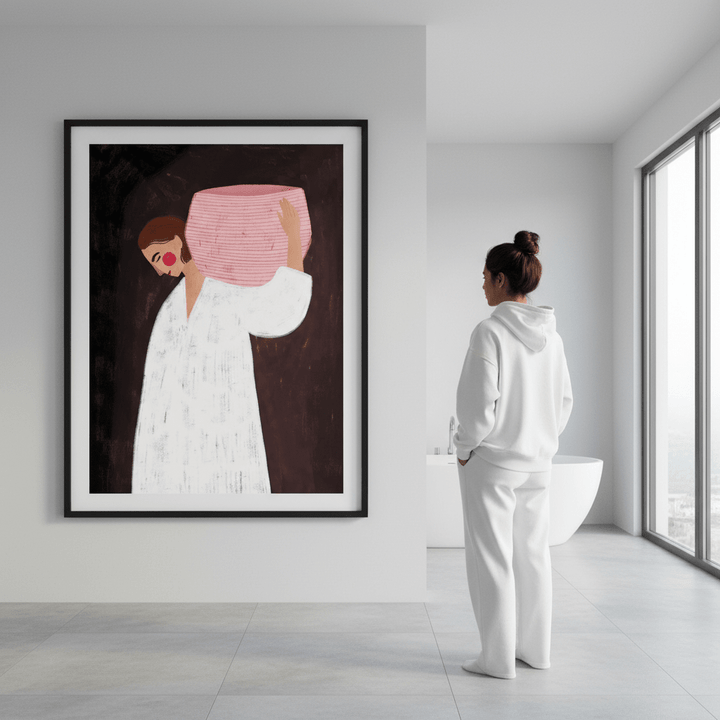 Woman with Pink Basket by Bea Muller wall - art - picture - poster