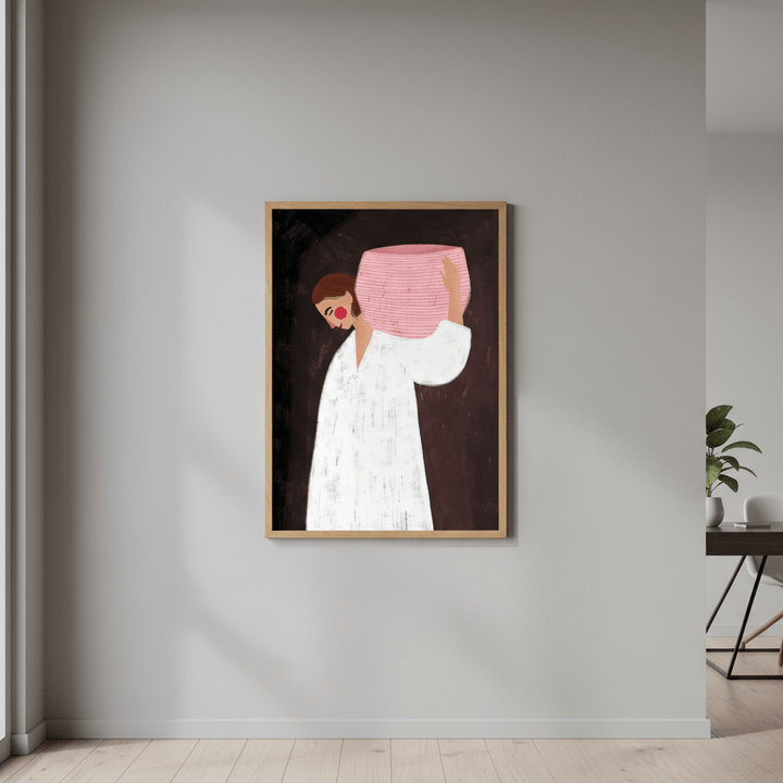 Woman with Pink Basket by Bea Muller wall - art - picture - poster
