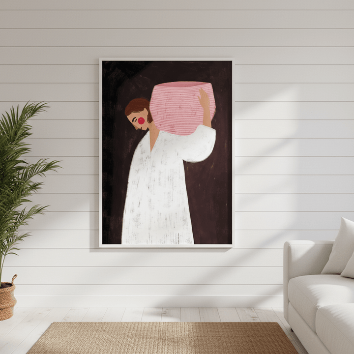Woman with Pink Basket by Bea Muller wall - art - picture - poster