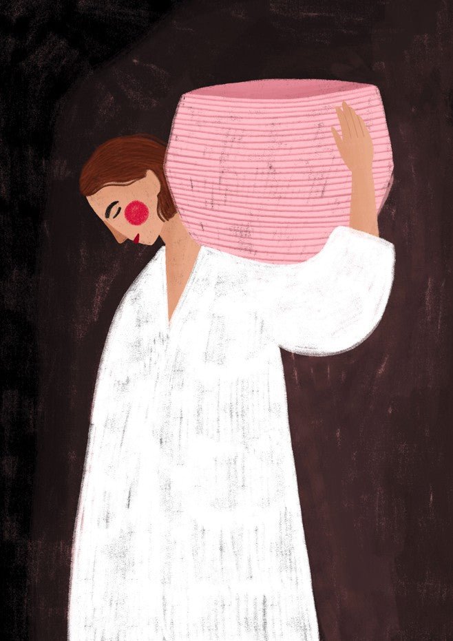 Woman with Pink Basket by Bea Muller