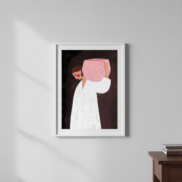 Woman with Pink Basket by Bea Muller wall - art - picture - poster