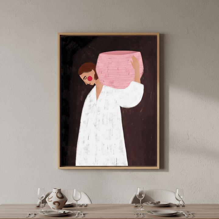 Woman with Pink Basket by Bea Muller wall - art - picture - poster