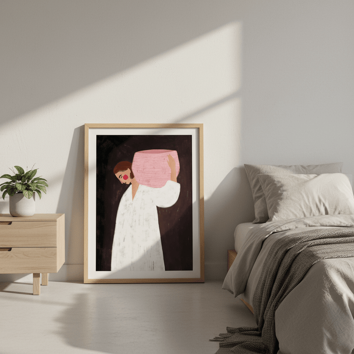 Woman with Pink Basket by Bea Muller wall - art - picture - poster