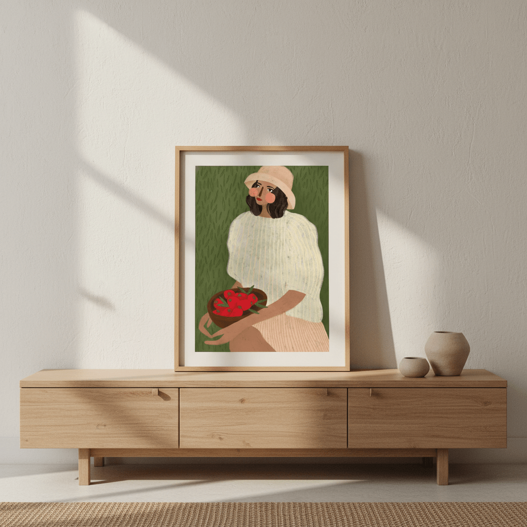 Woman with Strawberries by Bea Muller wall - art - picture - poster