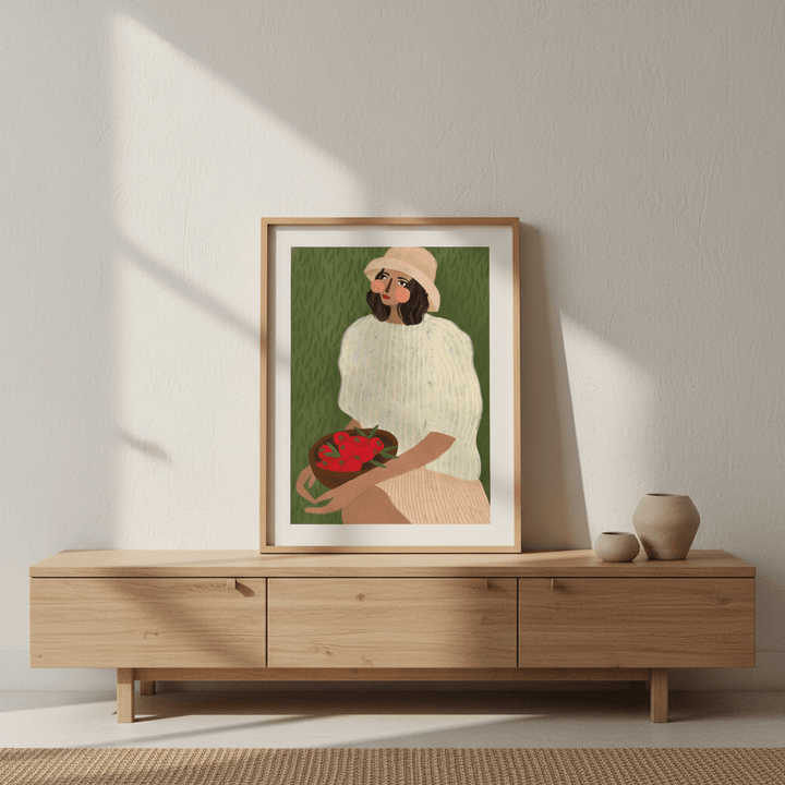 Woman with Strawberries by Bea Muller wall - art - picture - poster