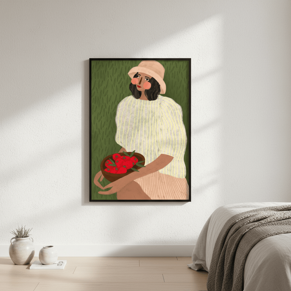 Woman with Strawberries by Bea Muller wall - art - picture - poster