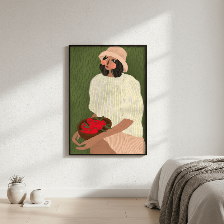 Woman with Strawberries by Bea Muller wall - art - picture - poster