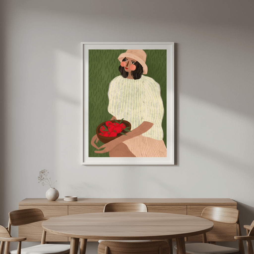 Woman with Strawberries by Bea Muller wall - art - picture - poster