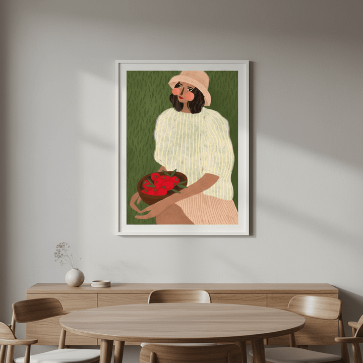 Woman with Strawberries by Bea Muller wall - art - picture - poster
