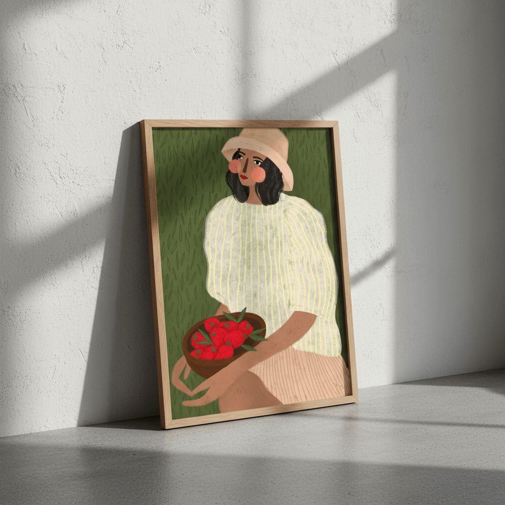 Woman with Strawberries by Bea Muller wall - art - picture - poster