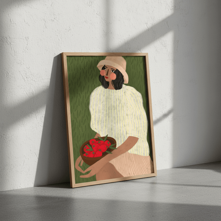 Woman with Strawberries by Bea Muller wall - art - picture - poster