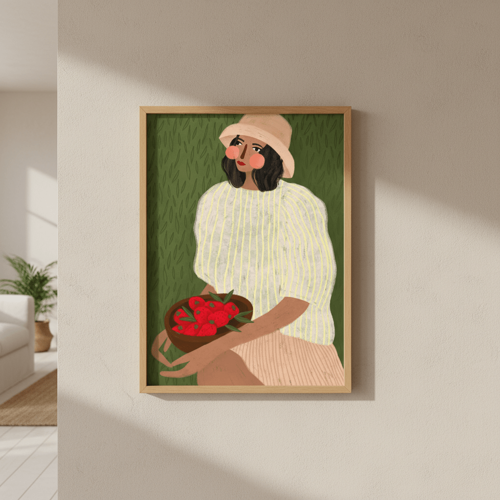 Woman with Strawberries by Bea Muller wall - art - picture - poster