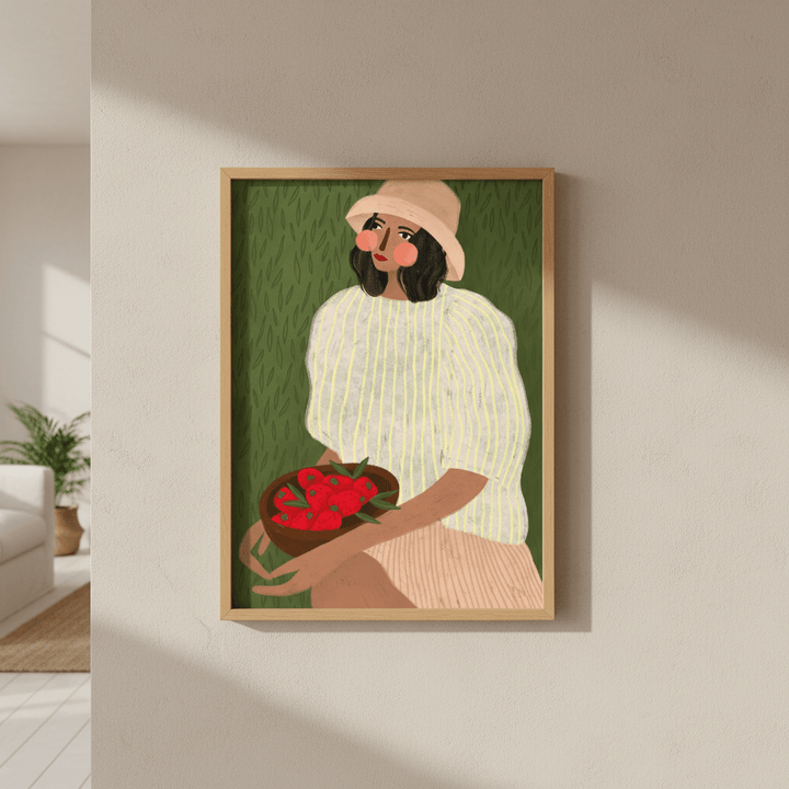 Woman with Strawberries by Bea Muller wall - art - picture - poster