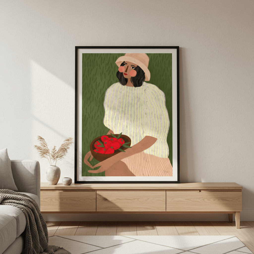 Woman with Strawberries by Bea Muller wall - art - picture - poster