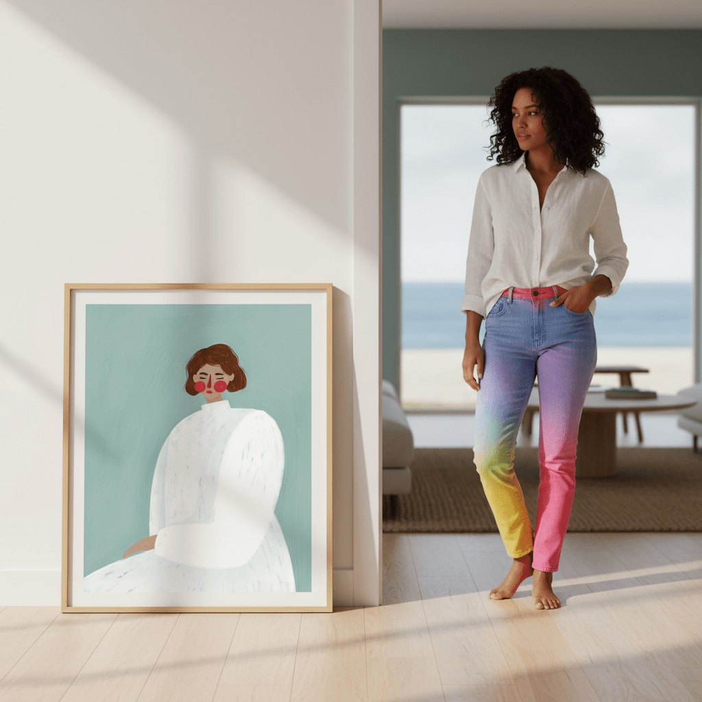 Woman with White Dress by Bea Muller wall - art - picture - poster