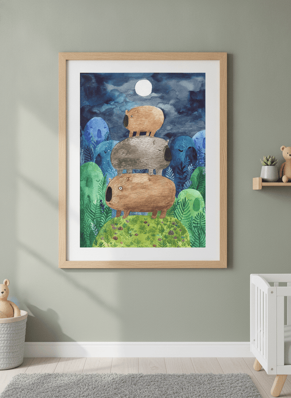Wombat Moon By Luka VA | Art & Canvas Print