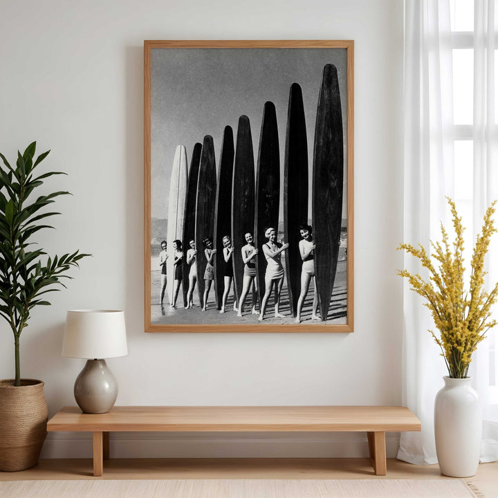 Women Surfs Up Vintage Coastal Wall Print - Style My Wall