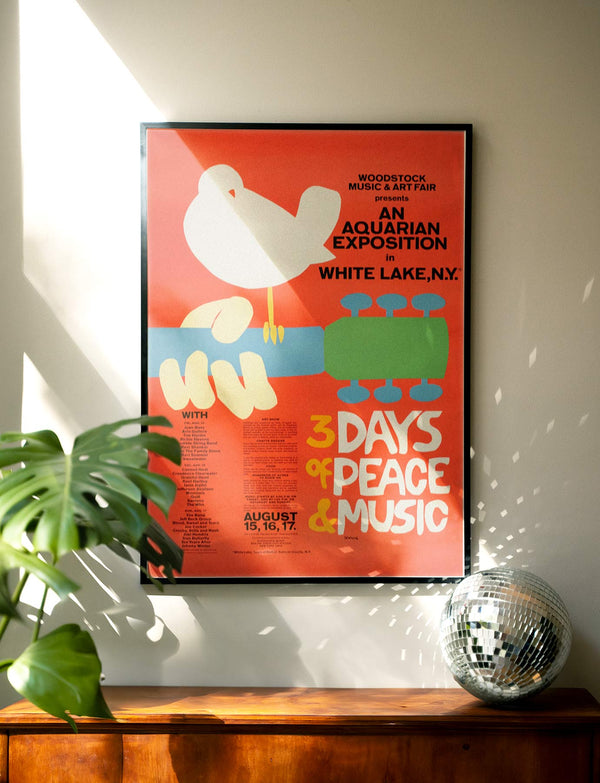 Woodstock Art Music Commercial Vintage Poster