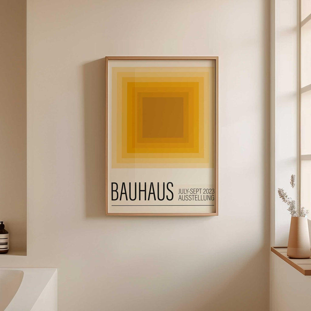 yellow haze bauhaus square geometric wall art design