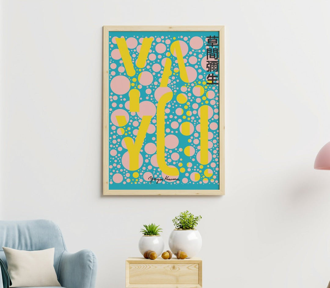 Yellow & Blue Poster By Yayoi Kusama - Style My Wall