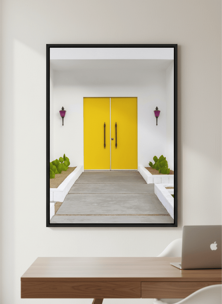 Contemporary wall art featured in a bright modern office workspace