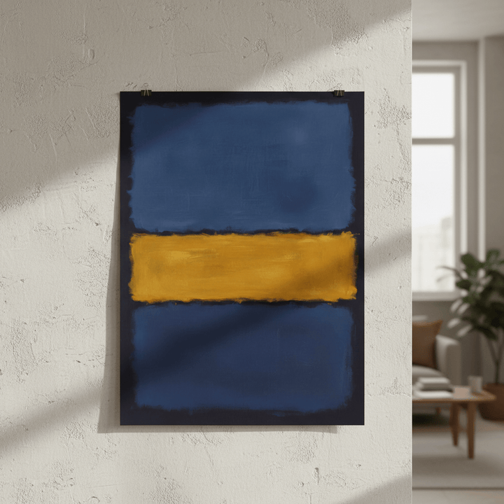 Yellow on Dark and Light Blue Mark Rothko Inspired Abstract Art wall - art - picture - poster