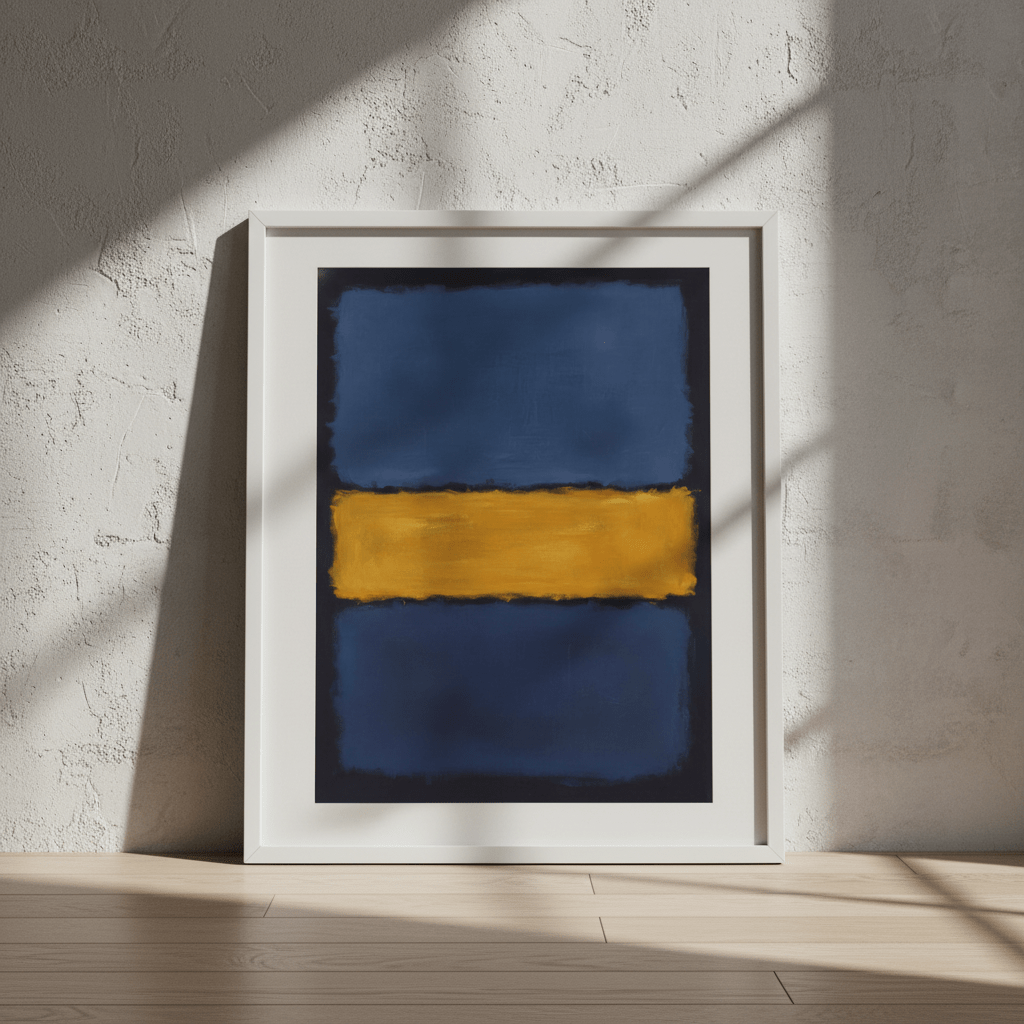 Yellow on Dark and Light Blue Mark Rothko Inspired Abstract Art wall - art - picture - poster