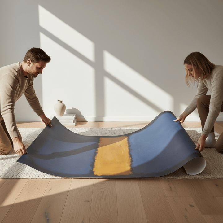 Yellow on Dark and Light Blue Mark Rothko Inspired Abstract Art wall - art - picture - poster