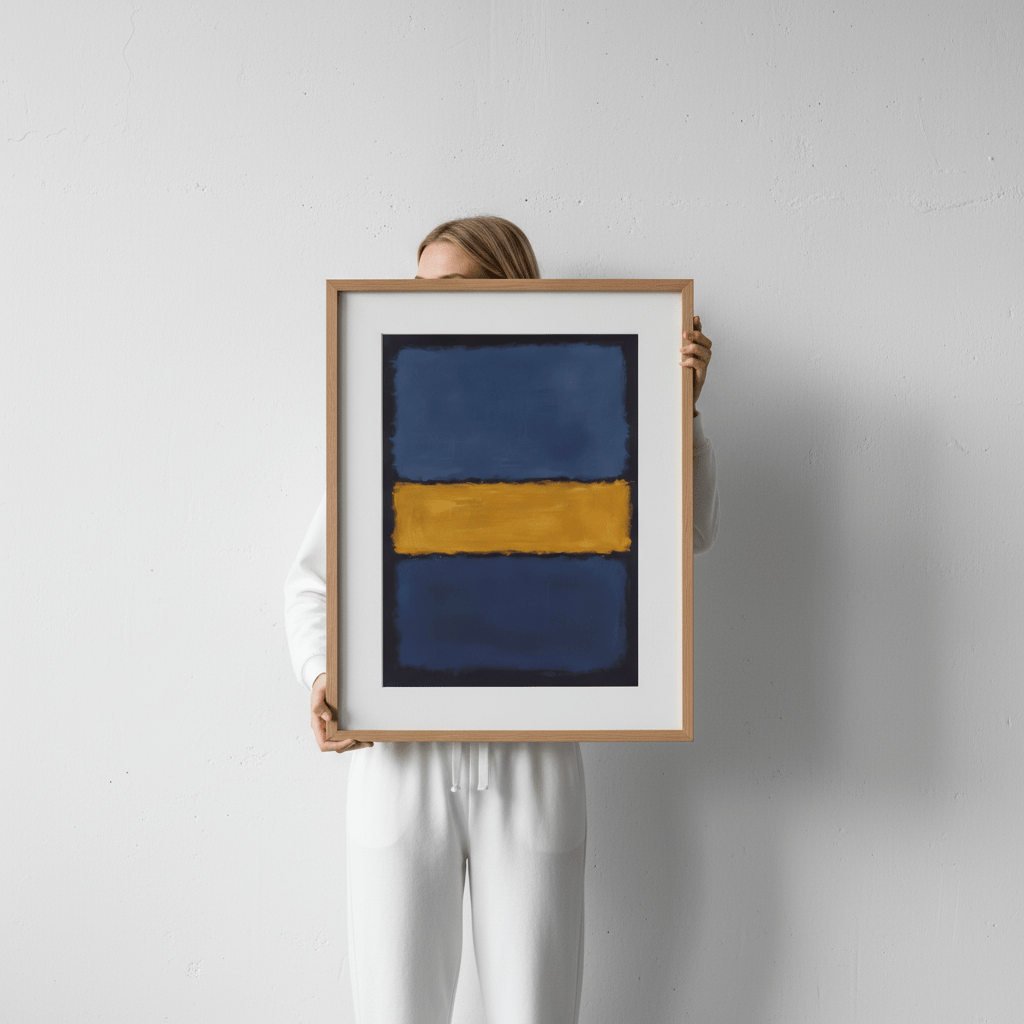 Yellow on Dark and Light Blue Mark Rothko Inspired Abstract Art wall - art - picture - poster