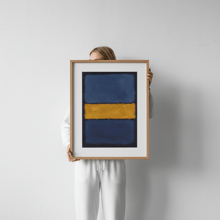 Yellow on Dark and Light Blue Mark Rothko Inspired Abstract Art wall - art - picture - poster