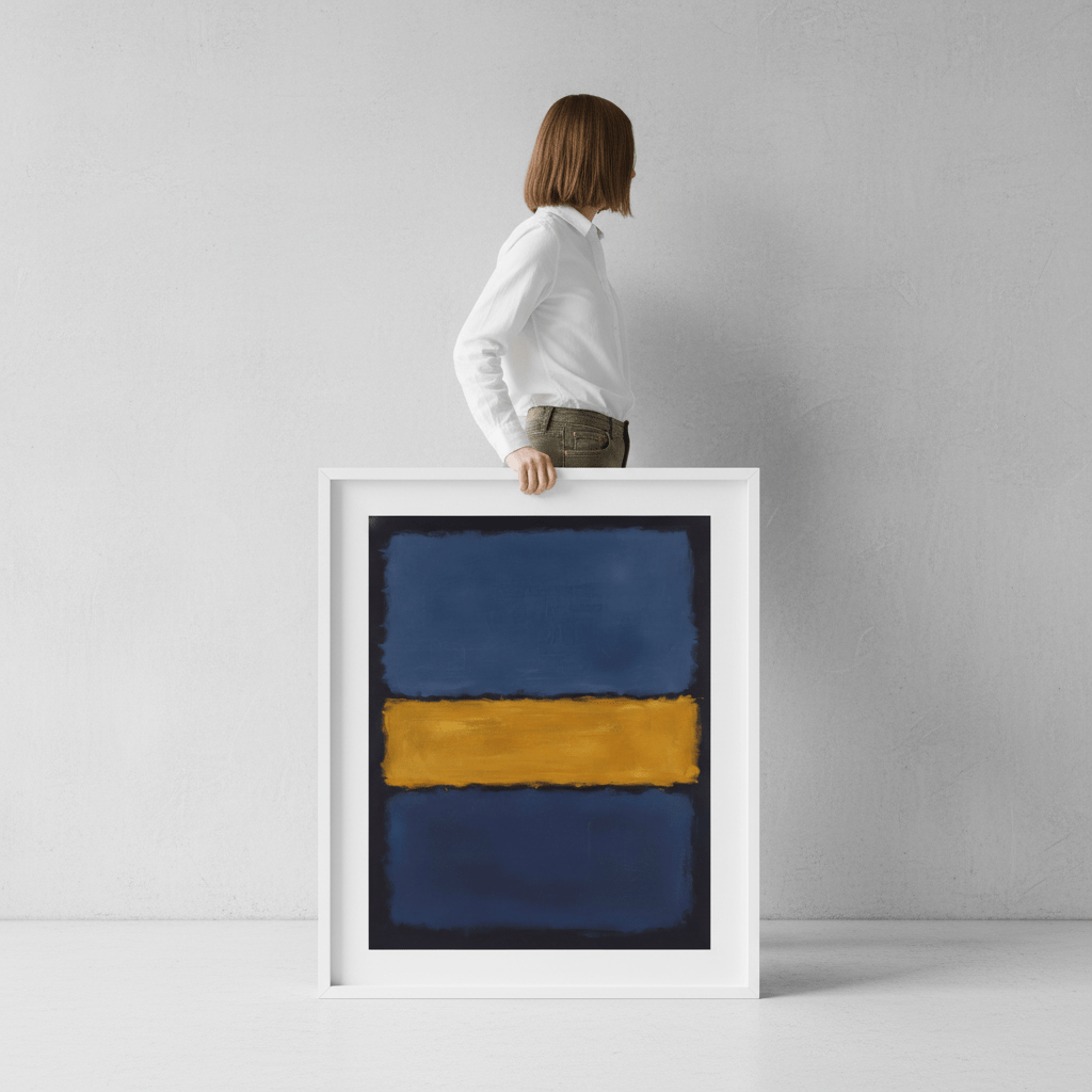 Yellow on Dark and Light Blue Mark Rothko Inspired Abstract Art wall - art - picture - poster